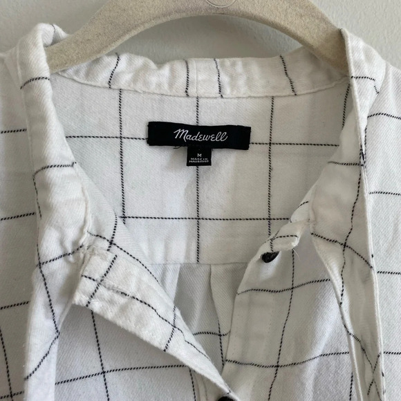 MADEWELL Cotton Flannel Boxy Fit  Button Up Striped Shirt Size M - Picture 3 of 11